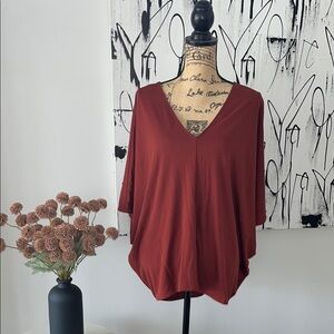 Rust Woven V-Neck Top